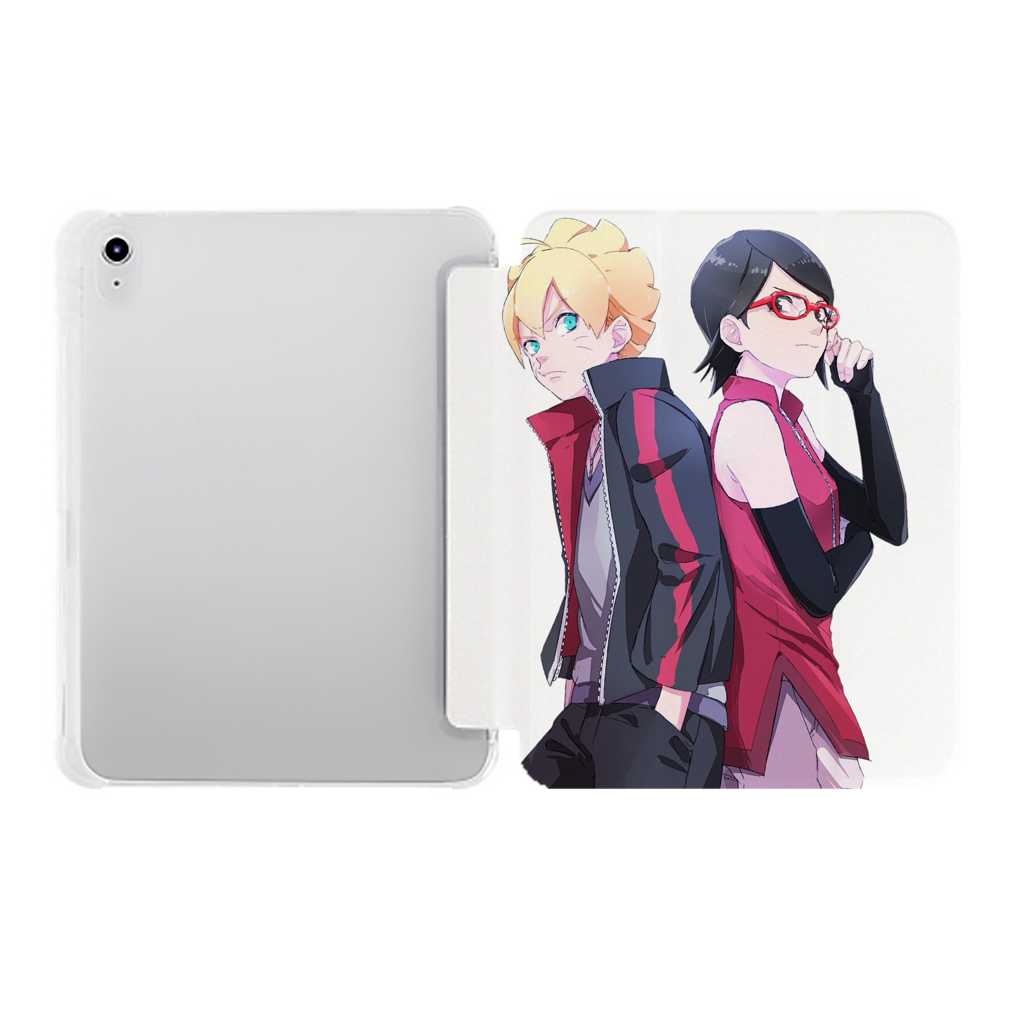 （画像用） NARUTO -ナルト- うちは サラダ Uchiha Sarada IPad ケース ペン収納付き 三つ折りスタンド PUレザー×シリコン 対応機種9.5/10.5/10.9インチ